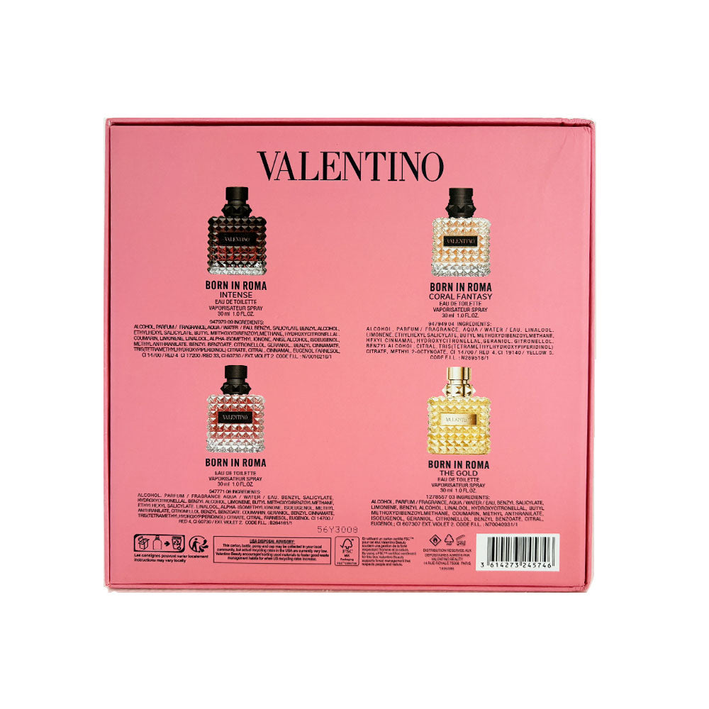 Valentino Born in Roma 4x 30ml - Birthday, Valentine's Day, Anniversary, Holiday, Wedding Gift Set