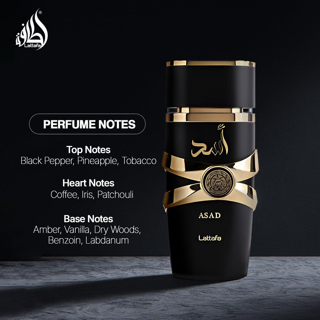 Lattafa Perfumes Asad for Unisex Eau de Parfum Spray, 3.4 Ounce/100ml