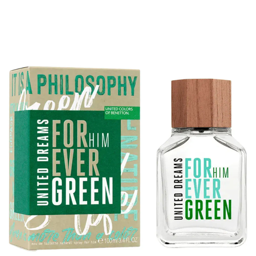 Benetton Colors Forever Green Him Men’s Perfume/Cologne For Men Eau de Toilette 3.4 oz Edt