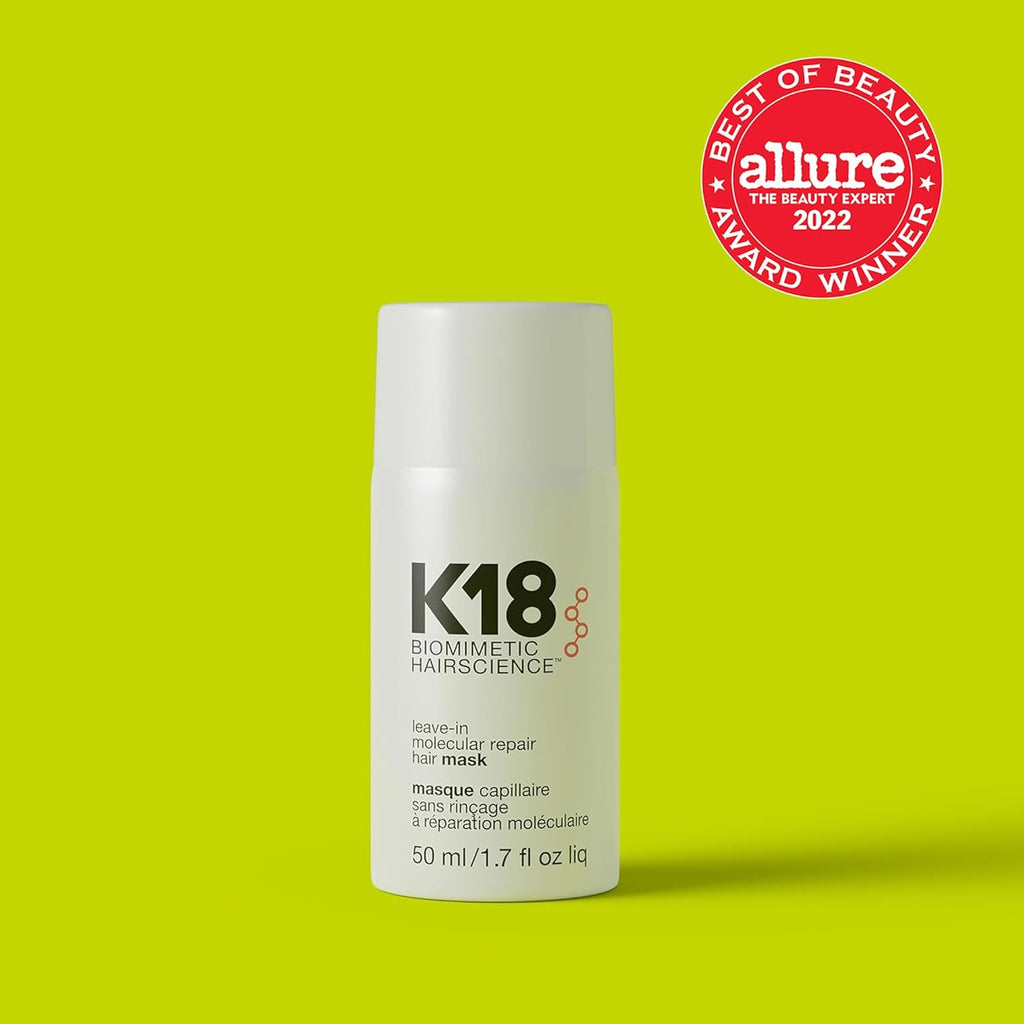 K18 Leave-In Molecular Hair Mask, Repairs Dry or Damaged Hair, Reverse Hair Damage from Bleach, Color, Chemical Services & Heat - 50ml