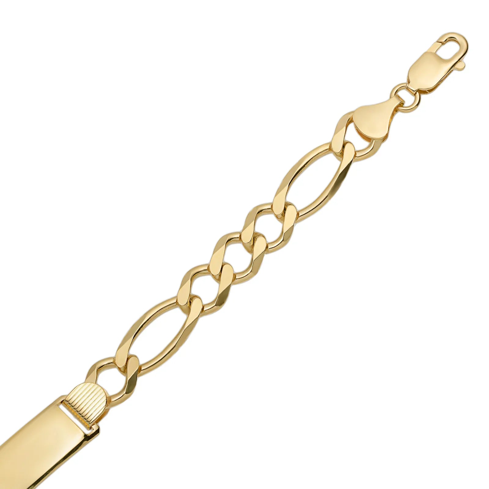 Men's Figaro Link ID Bracelet 14K Yellow Gold