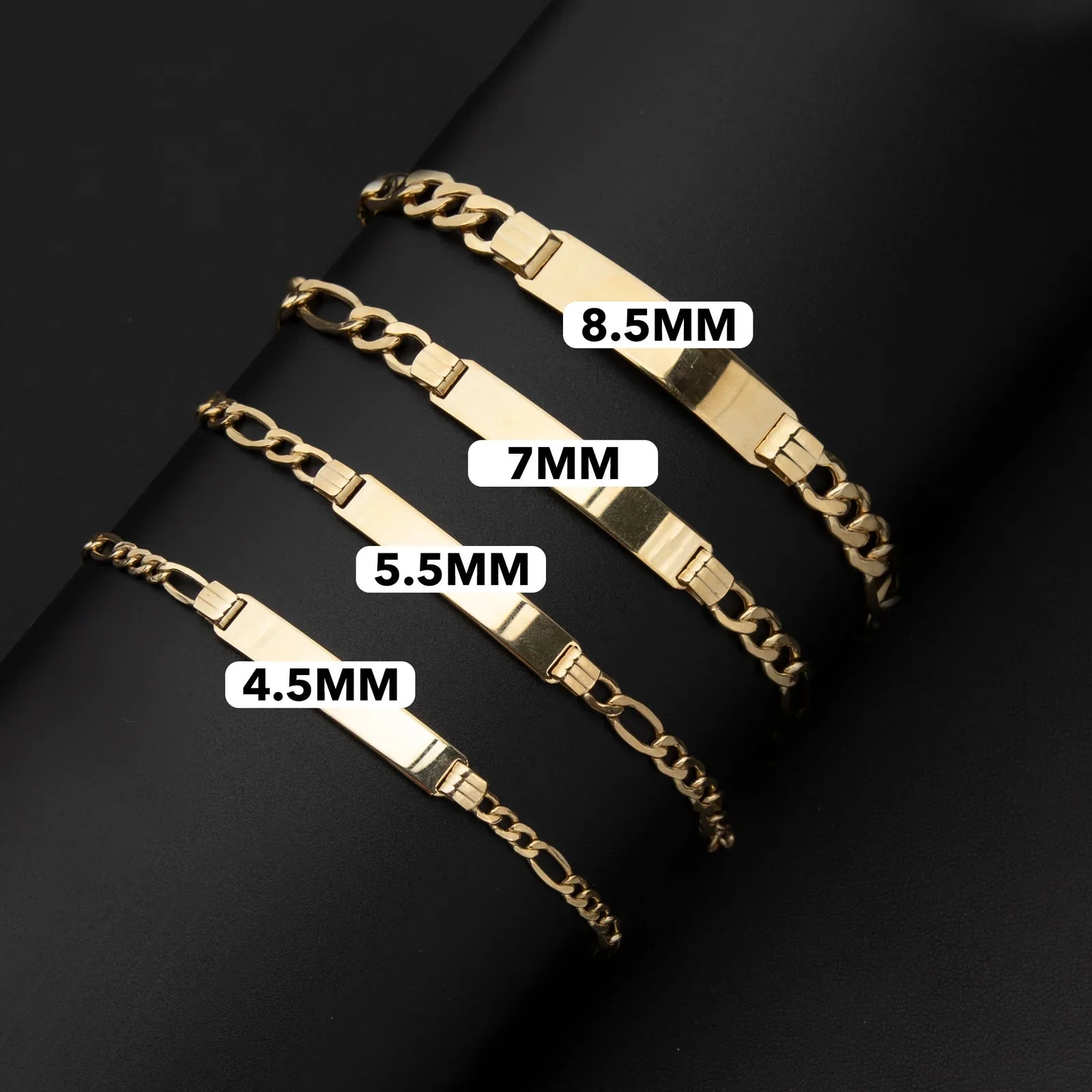 Men's Figaro Link ID Bracelet 14K Yellow Gold