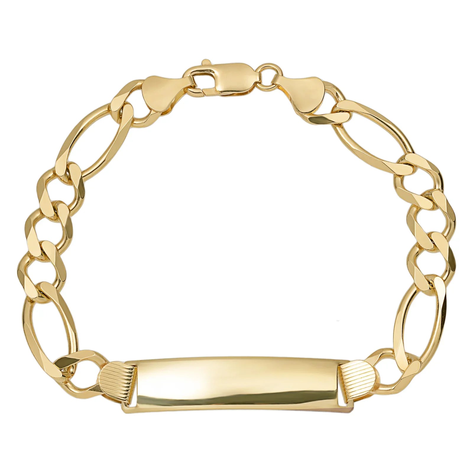 Men's Figaro Link ID Bracelet 14K Yellow Gold