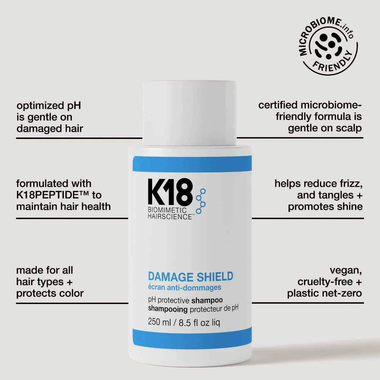 K18 Biomimetic Hairscience DAMAGE SHIELD pH Protective Shampoo - 250ml