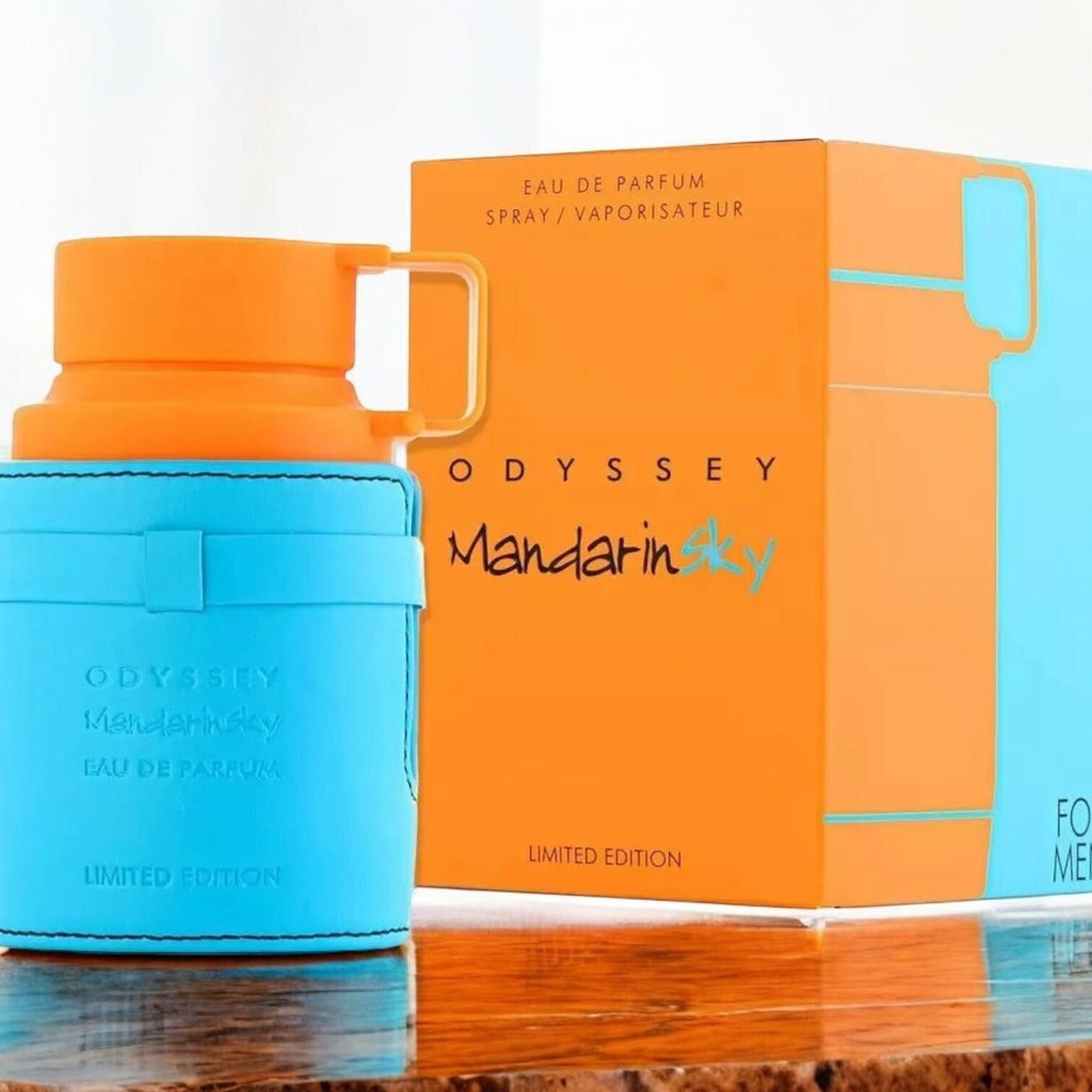 Armaf Odyssey - Mandarinsky Limited Edition by Armaf for Men - 100ml/ 3.4 oz EDP Spray- 	Mandarin Orange, Saffron and Sage, Caramel, Tonka Bean, Ambroxan, Vetiver and Cedar
