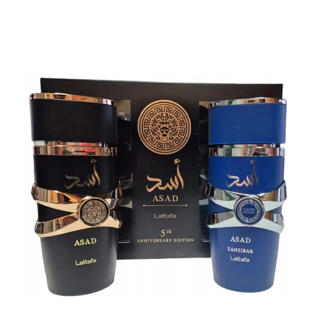 Lattafa Asad 2 Piece Gift Set (EDP 3.4 Fl Oz + Asad Zanzibar EDP 3.4 Fl Oz)