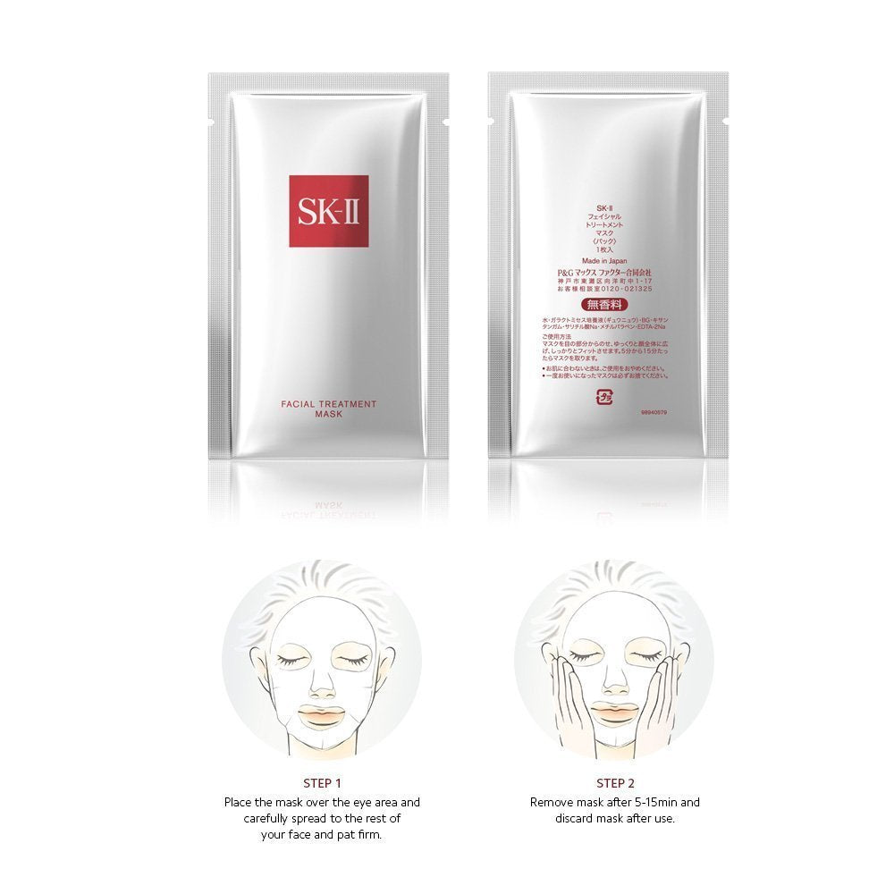 SK-II Facial Treatment Mask -10pcs- Brightening Face Mask Sheets to Help Improve Tone, Texture & Radiance - Anti-Aging Treatment for Replenished Moisture & Visibly Healthier Skin